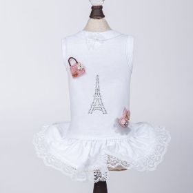Paris Dog Dress (Color Option: White, size: XXS)
